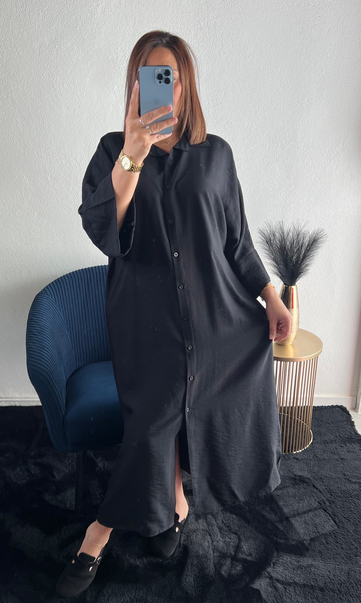 Chemise longue Noire